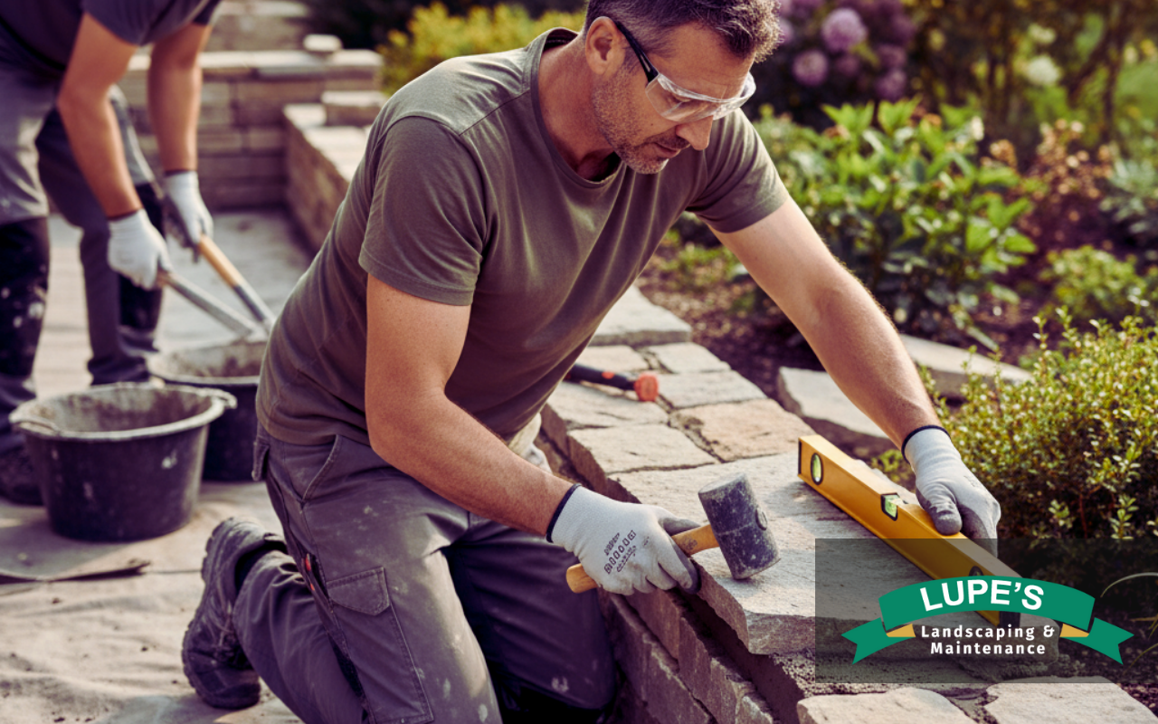 Modern eco-friendly patio construction in Bainbridge Island featuring natural materials and efficient drainage system for sustainability