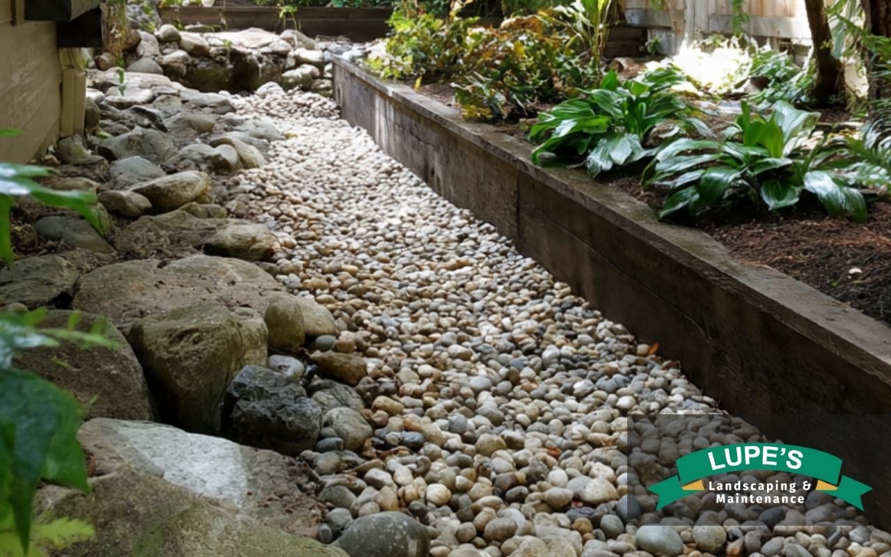 Backyard retaining wall drainage in Bainbridge Island with gravel and weep holes for better water control.