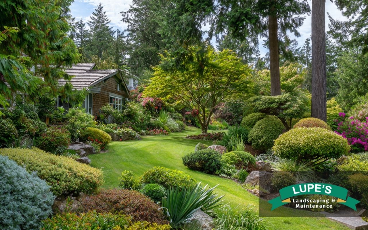Evergreen landscaping tips in Bainbridge Island for a lush yard with layered shrubs and year-round greenery