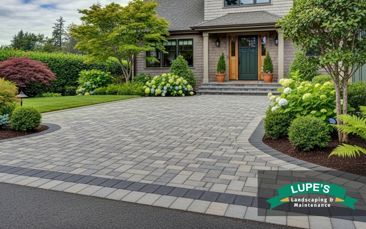 driveway pavers in Bainbridge Island improving a home's front entrance