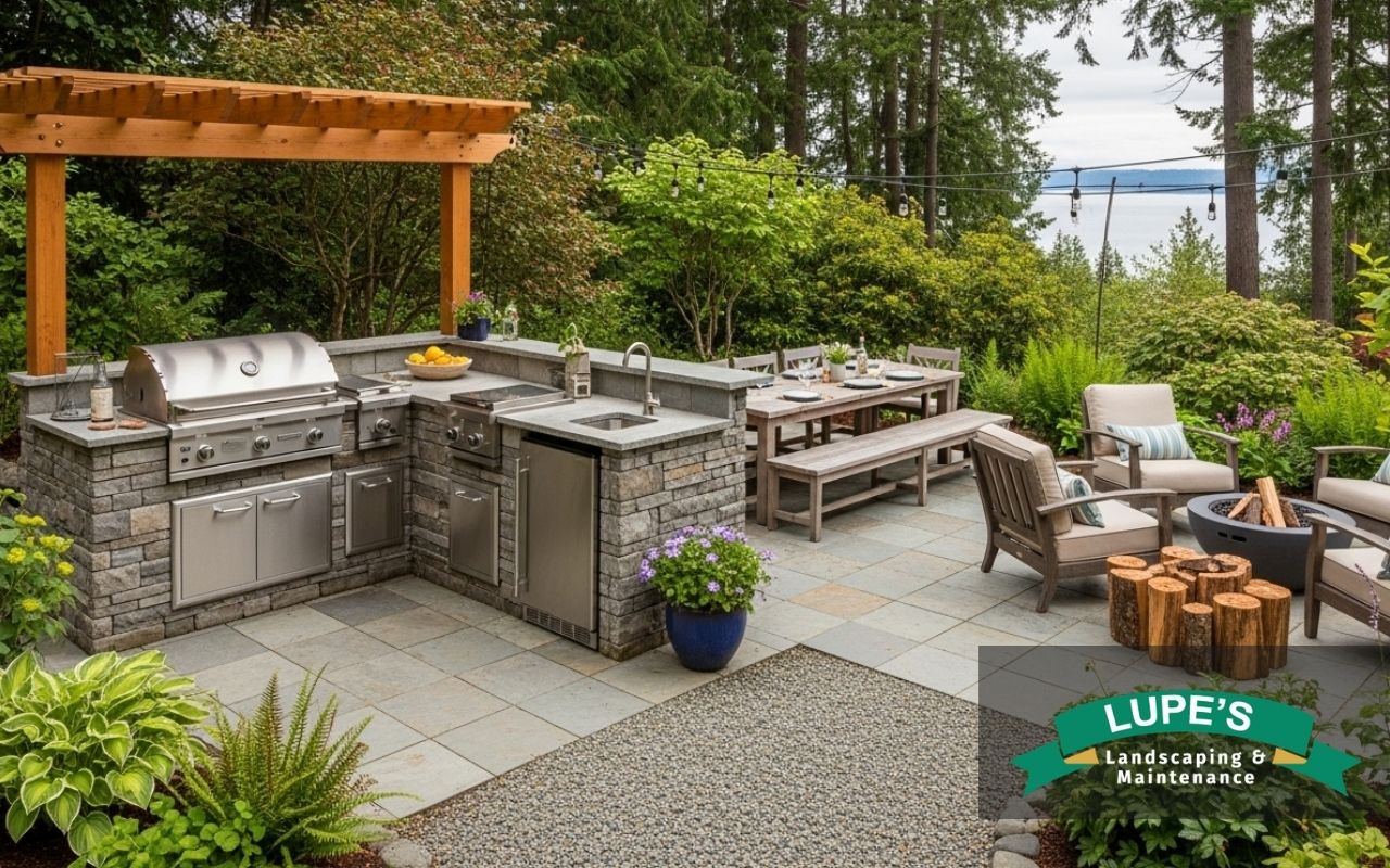 outdoor kitchen planning in Bainbridge Island with clear layout zones