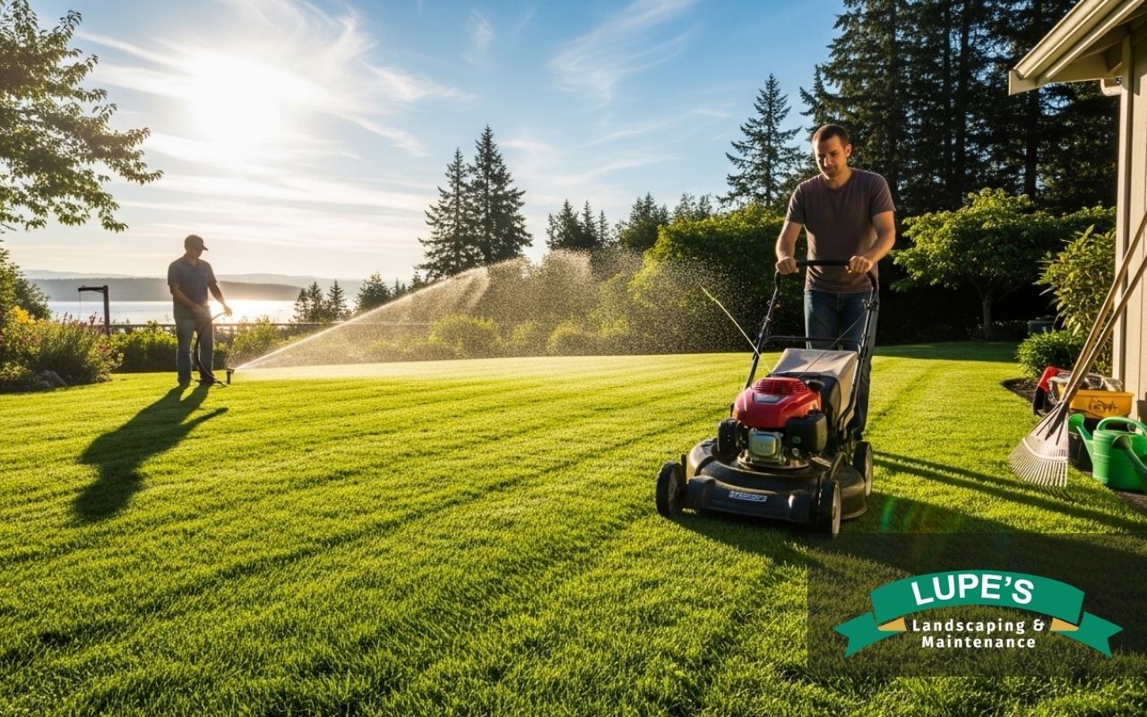 Summer lawn care in Bainbridge Island with proper mowing height tips