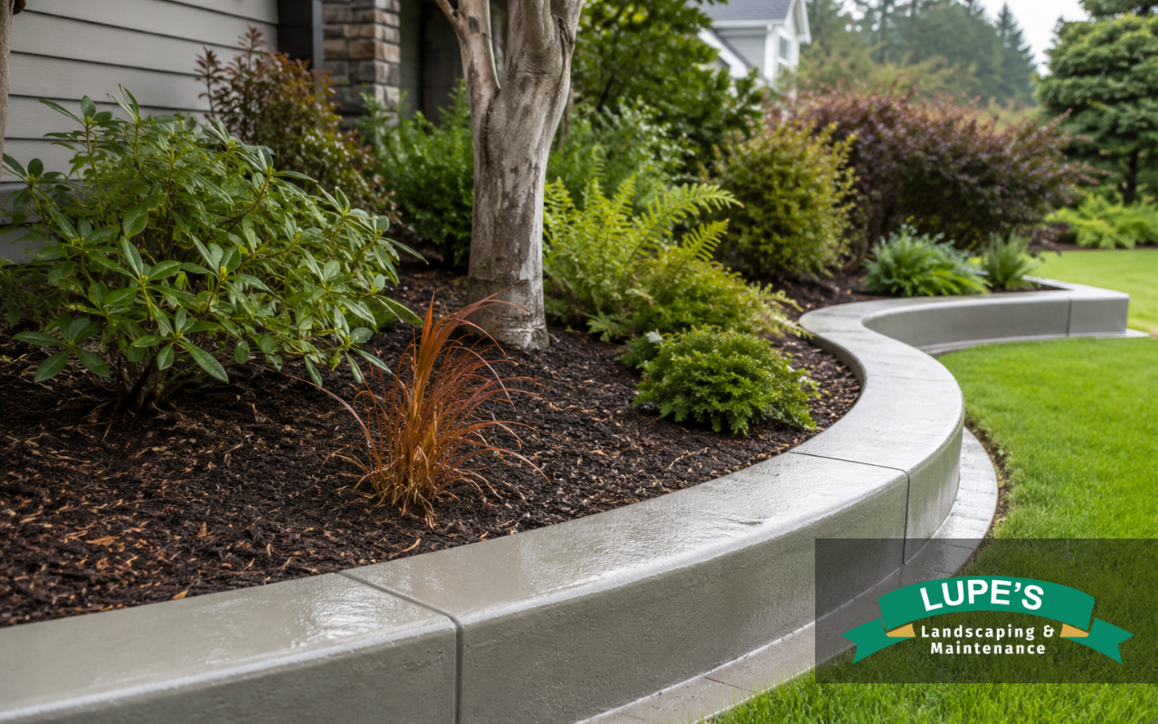Outdoor stone borders framing a clean garden edge